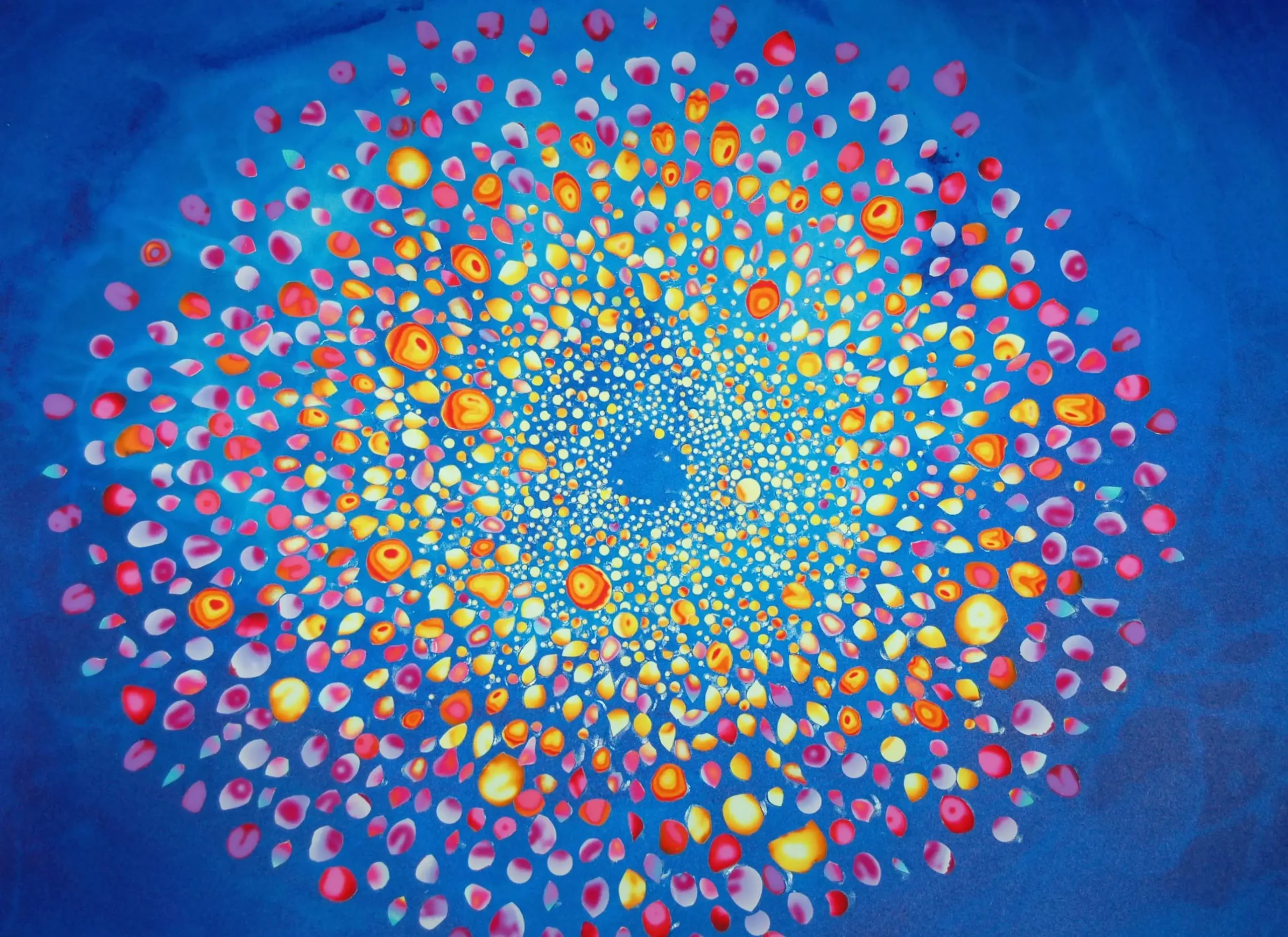 Heart Specter 2 - Digital Print of Cardiac Spect, Cyanotype & India Ink 16” H x 22” W