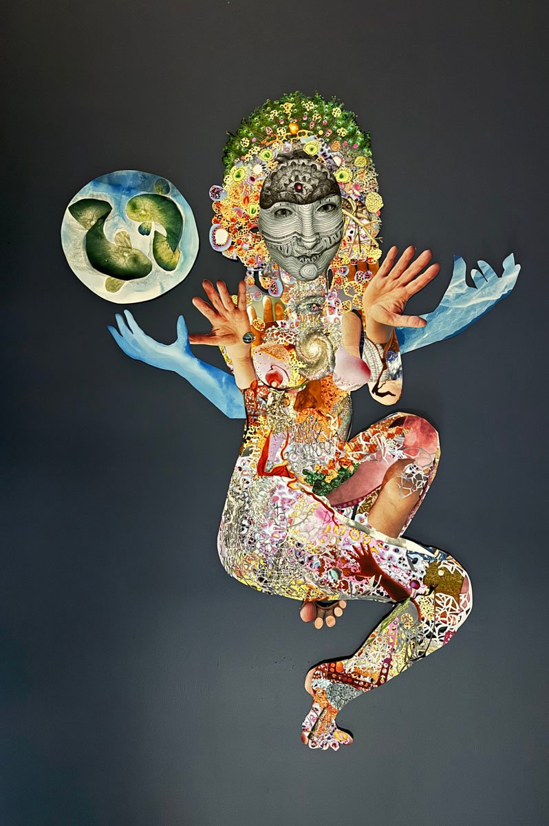 Sidhe with Fish - Collage  46" H x 30"W.