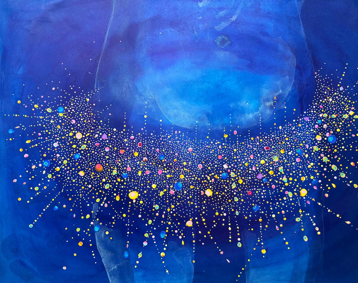 Salome - Digital Print of Cardiac Spect, Cyanotype & India Ink 30"H x 22"W